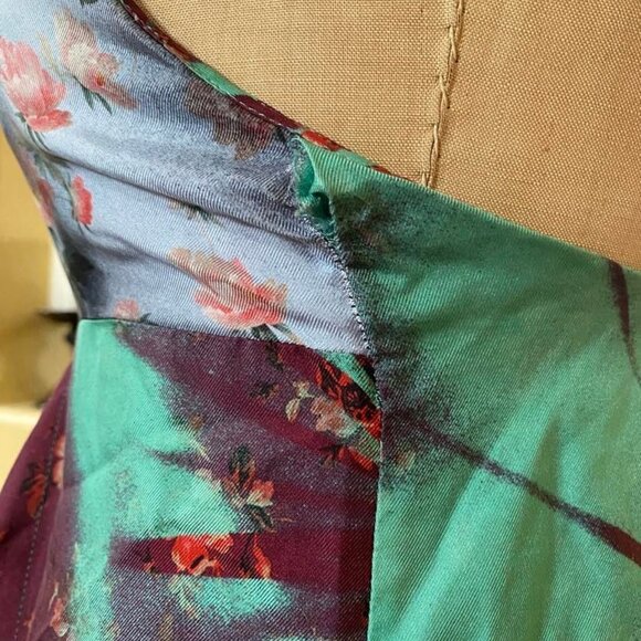 Clemente Botanical Silk Slip Midi Dress Asymmetric Sz 32 XXS/0 - Picture 12 of 14